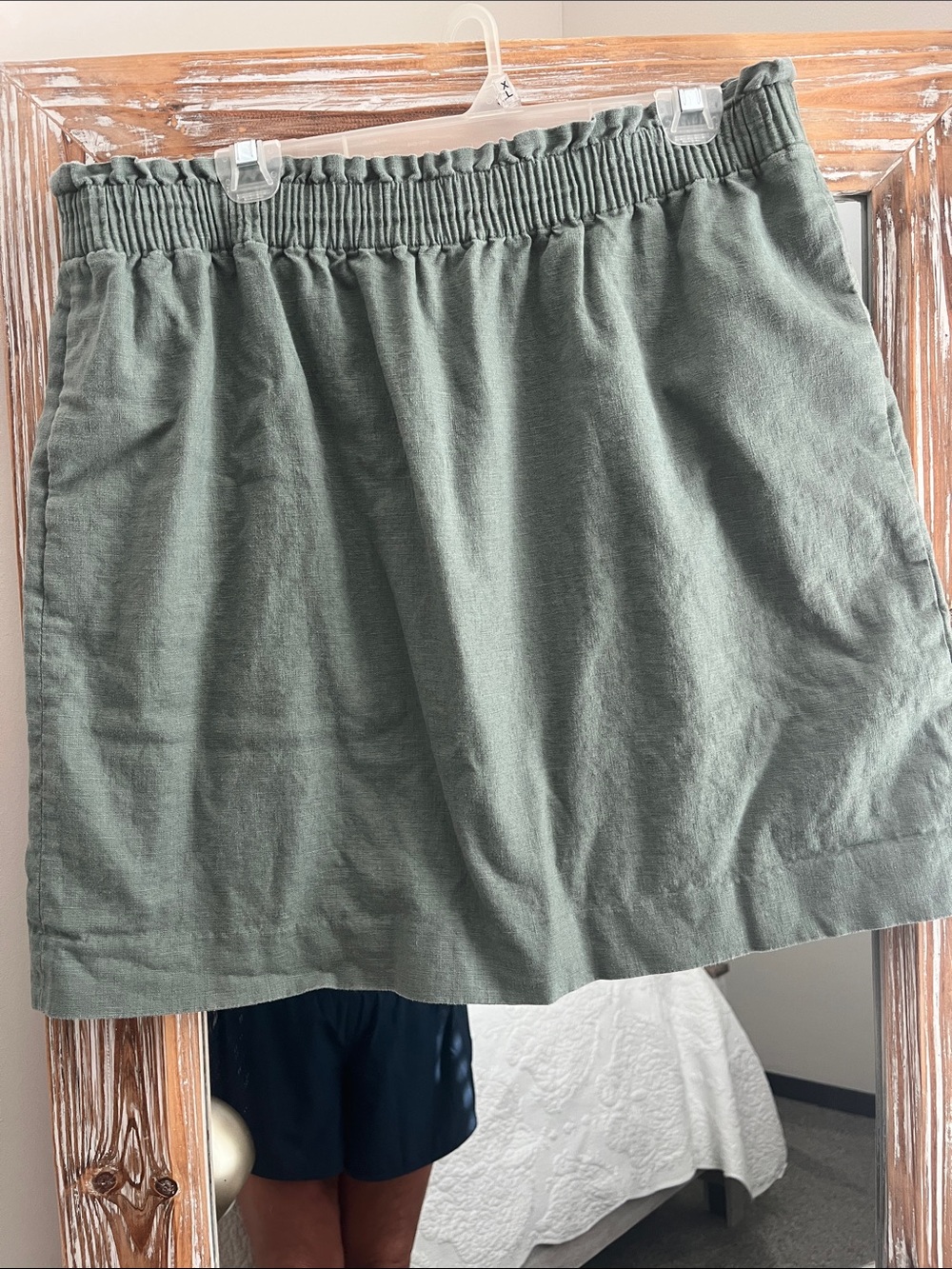 J. Crew Factory Olive Green Elastic-Waist Mini Skirt